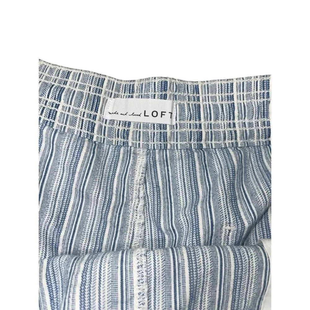 LOFT Women's XL Cotton Blend Pull On Shorts in Blue Stripe - Picture 10 of 12